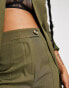 4th & Reckless Petite exclusive straight leg tailored trouser co ord in khaki