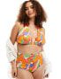 Фото #2 товара ASOS DESIGN Curve mix and match high waist bikini bottom in vibrant abstract print