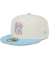 Фото #1 товара Men's White and Light Blue New York Yankees Spring Color Two-Tone 59FIFTY Fitted Hat