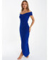 ფოტო #2 პროდუქტის Women's Scuba Crepe Ruched Bardot Maxi Dress