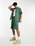 Фото #2 товара Kickers baggy fit green muslin shorts with tie waist and embroidered logo co-ord