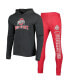 Men's Heathered Scarlet, Heathered Charcoal Ohio State Buckeyes Meter Long Sleeve Hoodie T-shirt and Jogger Pants Set