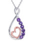 ფოტო #1 პროდუქტის Amethyst Heart & Infinity 18" Pendant Necklace (1/3 ct. t.w.) in Sterling Silver & 14k Rose Gold-Plated