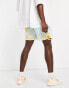 adidas Originals SPRT US all over print shorts in white and blue