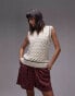 Topshop knitted open stitch v neck tank in ivory Бежевый, XS - EU 32-34 - фото #1