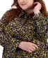 Plus Size Printed Button-Front Long-Sleeve Shirt, Created for Macy's