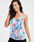 Фото #4 товара Women's Printed Racerback Underwire Tankini Swim Top, Created for Macy's