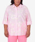 Фото #1 товара Plus Size Miami Beach Pinstripe Floral Embroidery Blouse