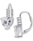 Фото #3 товара Lab Grown White Sapphire Heart Leverback Drop Earrings (4-3/4 ct. t.w.) in Sterling Silver
