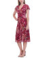 ფოტო #4 პროდუქტის Women's Printed V-Neck Ruched Midi Dress