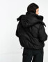 The Couture Club oversized cropped puffer jacket in black with tie hem Черный, XL - фото #4