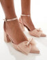 Be Mine Bridal Jomi block heeled shoes with bow in blush