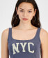 ფოტო #3 პროდუქტის Juniors' Cropped NYC Graphic Top