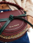 River Island saddle bag with tartan detail in burgundy