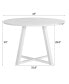 Edo Contemporary Round Dining Table, Trestle Base, White Finish