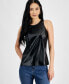 Фото #1 товара Women's Faux-Leather Sleeveless Top, Created for Macy's