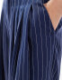 Extro & Vert highwaisted pleated palazzo trousers in blue pinstripe co-ord