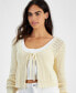 ფოტო #3 პროდუქტის Women's Havana Ribbed Knit Tie-Front Cardigan