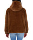 Фото #2 товара Juniors' Women ' Reversible Faux Fur Hooded Bomber Jacket