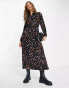 Vero Moda floral shirt maxi dress in black