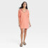 Фото #1 товара Women's Long Sleeve Mini Fleece Tunic Dress - Universal Thread Coral Orange XL
