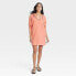 Women's Long Sleeve Mini Fleece Tunic Dress - Universal Thread Coral Orange XL