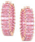 14k Rose Gold-Plated Small Pink Baguette Cubic Zirconia Hoop Earrings, 0.87"