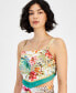 ფოტო #3 პროდუქტის Women's Bassma Scarf-Print Crop Top