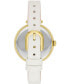 ფოტო #2 პროდუქტის Women's Holland Three Hand Quartz White Leather Watch 34mm