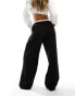 Kaiia wide leg contrast waist wide leg trousers in black and white