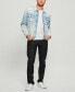 Фото #6 товара Men's Coated Denim Slim Tapered Zip Jeans