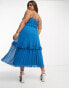 Фото #4 товара ASOS DESIGN Curve strappy pleated midi dress with frills in blue