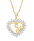 ფოტო #1 პროდუქტის Women's Diamond Accent 'Mom' Heart Pendant Necklace