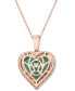 ფოტო #3 პროდუქტის Chocolatier® Aquaprase & Diamond (1/3 ct. t.w.) Heart 18" Pendant Necklace in 14k Rose Gold