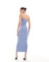 Pull&Bear polyamide sculpt bandeau maxi dress in blue