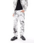 Liquor N Poker co-ord straight fit jeans with Renaissance print in white and black