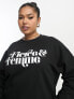 Фото #1 товара In The Style Plus exclusive fierce and femme motif sweatshirt in black