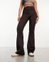 Фото #2 товара River Island suedette bootleg trouser in dark brown