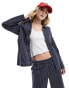 Фото #2 товара Vero Moda oversized workwear jacket co-ord in navy pinstripe