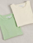 Another Influence 2 pack boxy fit t-shirts in light green & stone