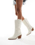 Фото #1 товара Glamorous western knee boots in off white micro