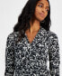 ფოტო #3 პროდუქტის Macy's Petite Printed Surplice-Collar Top