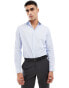 Фото #1 товара ASOS DESIGN regular shirt with cutaway collar in blue textured fabric