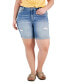 Фото #1 товара Trendy Plus Size Cuffed Denim Bermuda Shorts