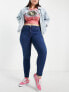 Noisy May Curve Callie high waisted skinny jeans in mid blue wash