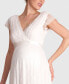 ფოტო #2 პროდუქტის Women's Long Lace V Neck Maternity Bridal Gown