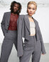 COLLUSION Unisex cropped blazer with angel graphic in black stripe co-ord