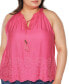 ფოტო #4 პროდუქტის Black Label Plus Size Embroidered Hem Sleeveless Top