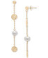 ფოტო #3 პროდუქტის Cultured Freshwater Pearl (6-7mm) & Textured Disc Linear Drop Earrings in 14k Gold-Plated Sterling Silver