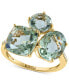 ფოტო #1 პროდუქტის EFFY® Green Quartz (8 ct. t.w.) & Diamond (1/20 ct. t.w.) Three Stone Ring in 14k Gold